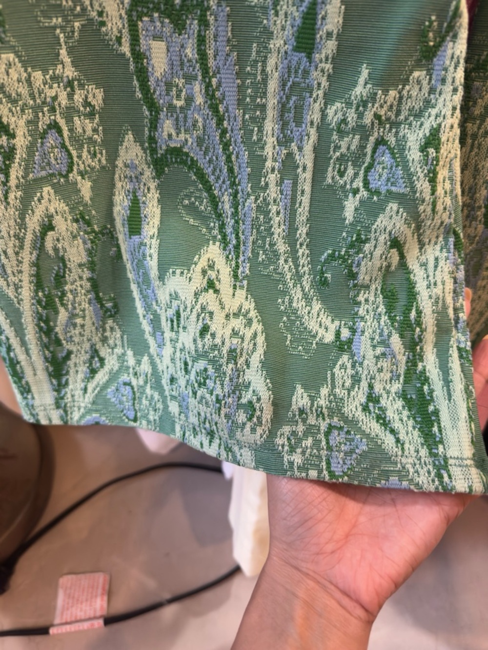 Zara Green Paisley Knit bell bottom pants - Picture 5 of 5